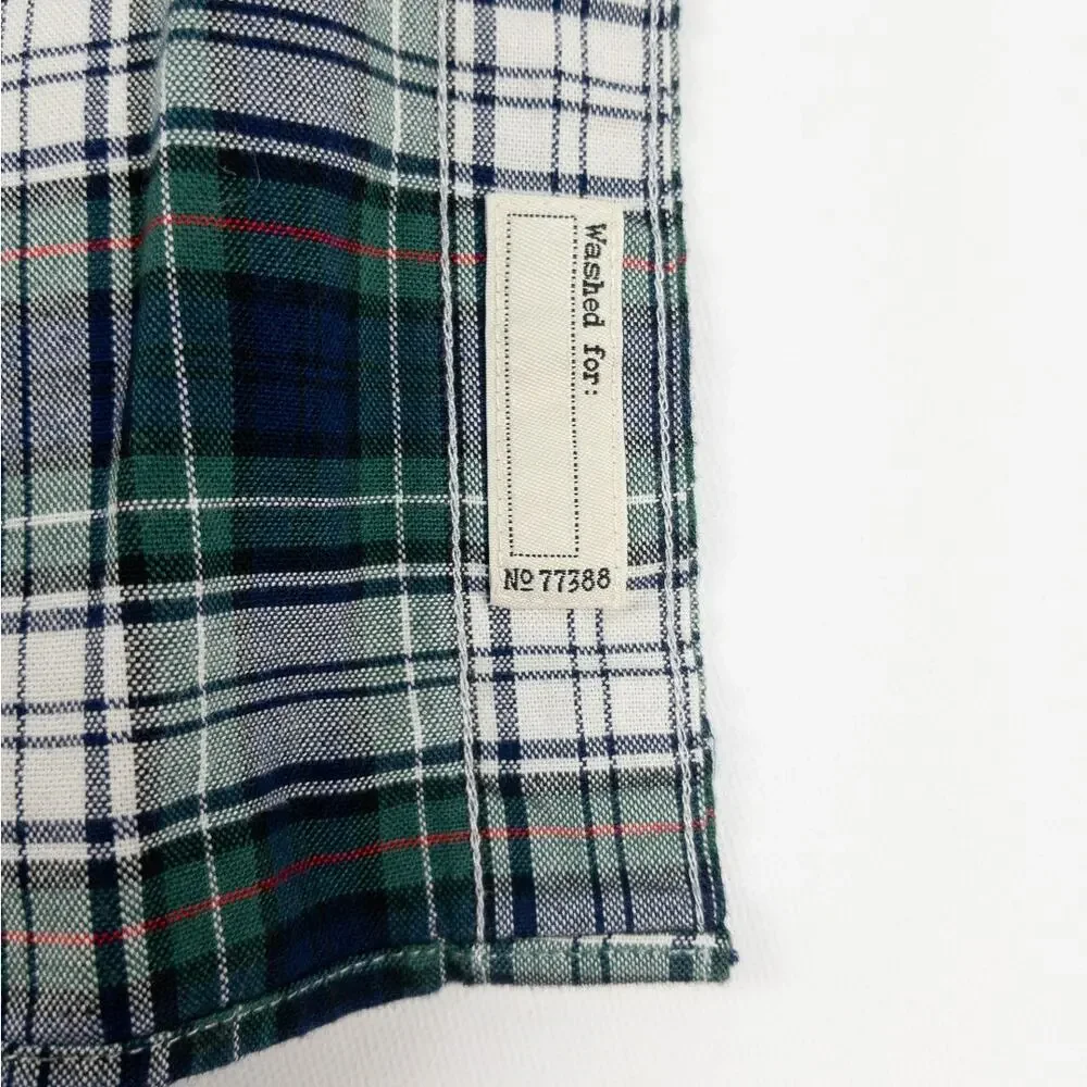 J.Crew Men’s Medium Slim Plaid Button Up Shirt Organic Cotton Broken-In Oxford